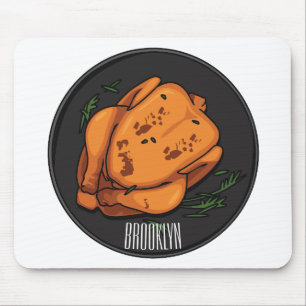Roast chicken cartoon illustration mouse pad
