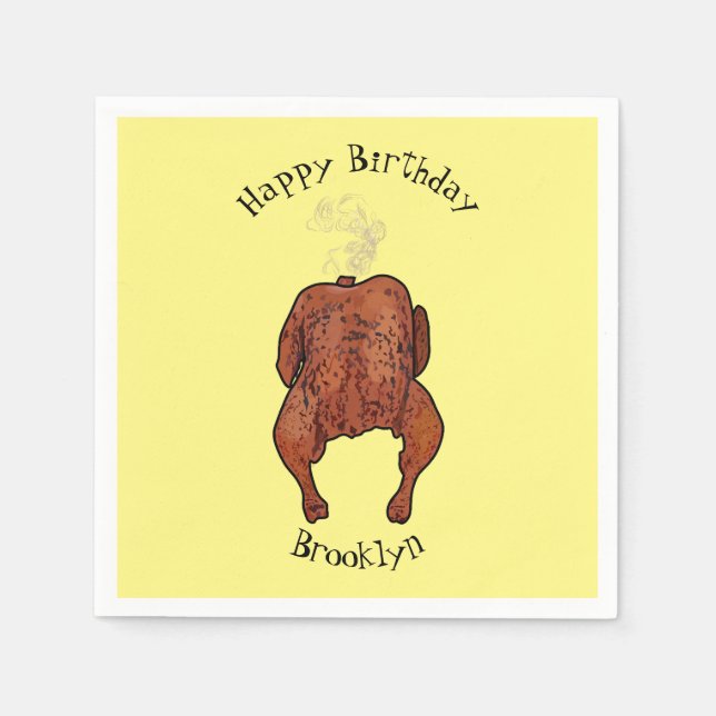 Roast chicken cartoon illustration napkin (Front)
