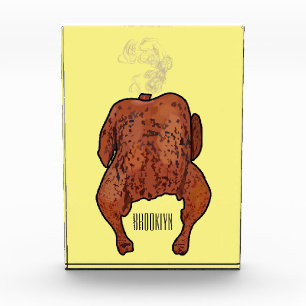 Roast chicken cartoon illustration photo block