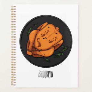 Roast chicken cartoon illustration planner