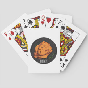 Roast chicken cartoon illustration playing cards