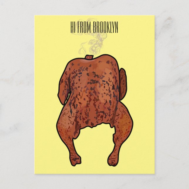 Roast chicken cartoon illustration  postcard (Front)