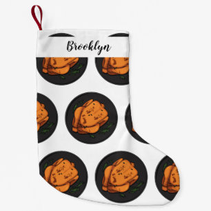 Roast chicken cartoon illustration small christmas stocking