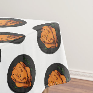 Roast chicken cartoon illustration tablecloth