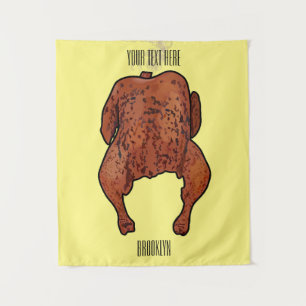 Roast chicken cartoon illustration  tapestry