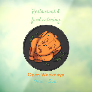 Roast chicken cartoon illustration window cling