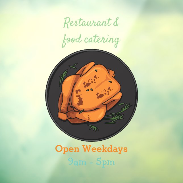Roast chicken cartoon illustration window cling (Sheet 3)