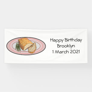 Roast pork belly cartoon illustration banner