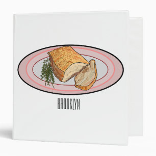 Roast pork belly cartoon illustration binder