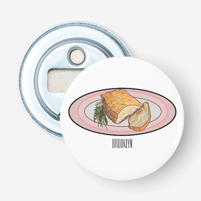 Roast pork belly cartoon illustration  bottle opener (Front)