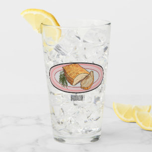 Roast pork belly cartoon illustration  glass