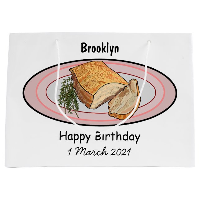 Roast pork belly cartoon illustration  large gift bag (Front)
