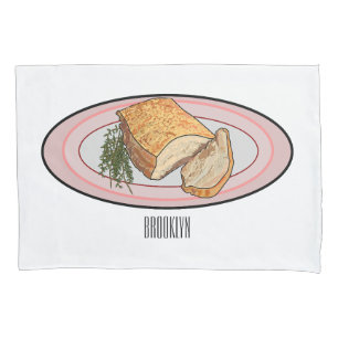Roast pork belly cartoon illustration pillowcase