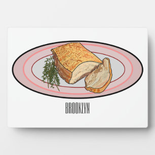 Roast pork belly cartoon illustration  plaque