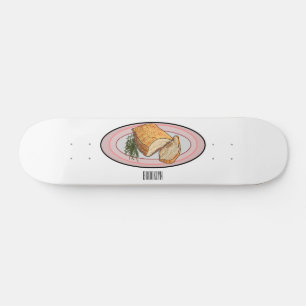 Roast pork belly cartoon illustration skateboard