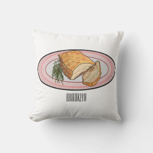 Roast pork belly cartoon illustration throw pillow