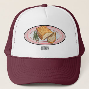 Roast pork belly cartoon illustration  trucker hat