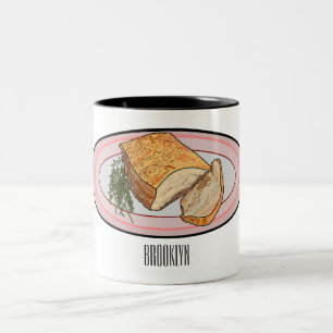 Roast pork belly cartoon illustration Two-Tone coffee mug