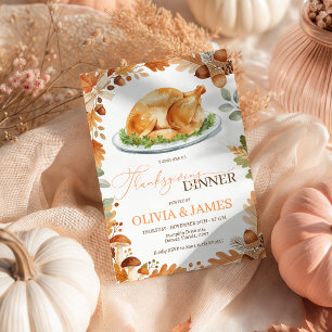Roast Turkey Acorn Harvest Thanksgiving Invite