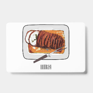 Roast turkey breast cartoon illustration badge