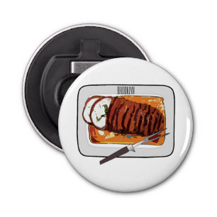 Roast turkey breast cartoon illustration  bottle opener
