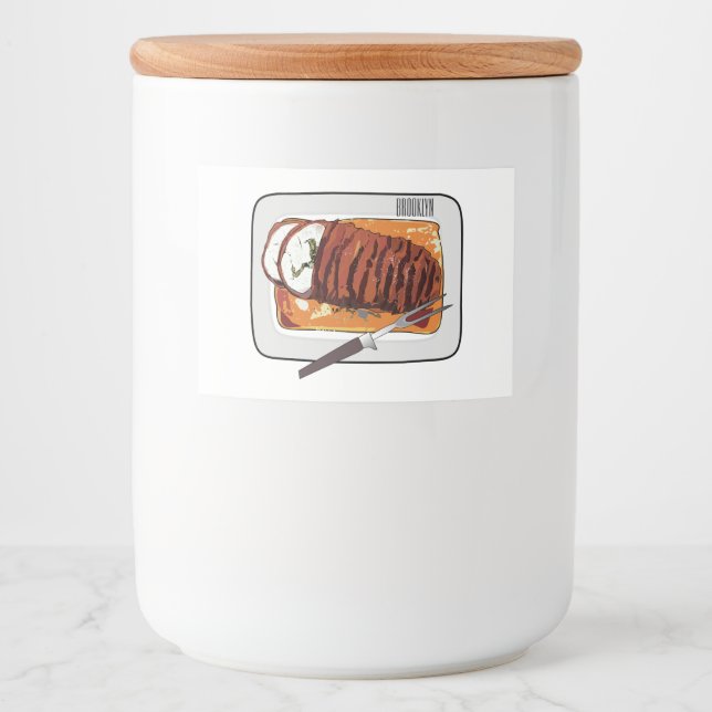 Roast turkey breast cartoon illustration food label (Front)