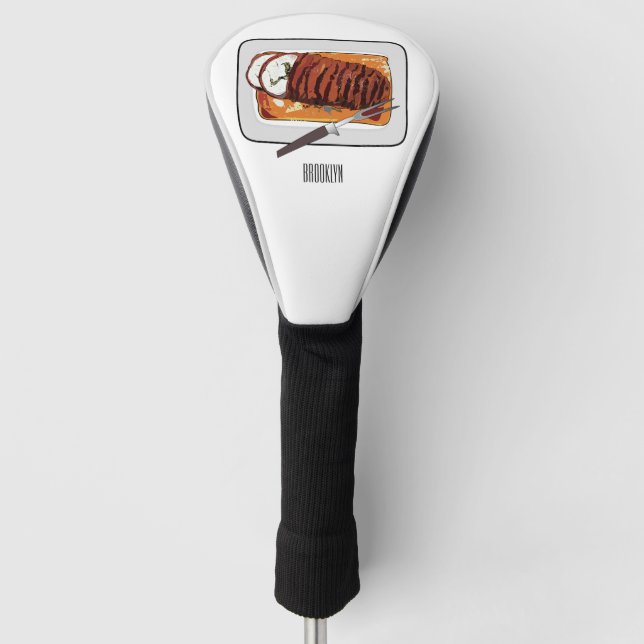Roast turkey breast cartoon illustration  golf head cover (Front)