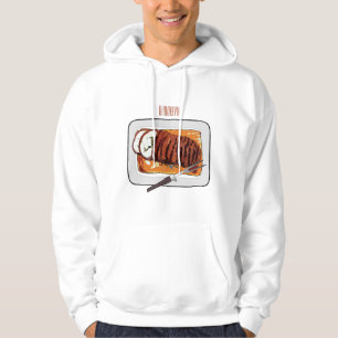 Roast turkey breast cartoon illustration hoodie