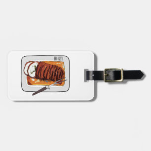 Roast turkey breast cartoon illustration luggage tag