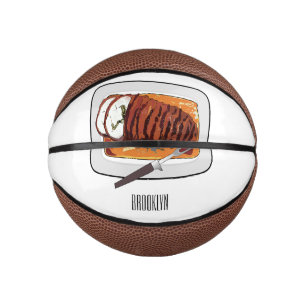 Roast turkey breast cartoon illustration  mini basketball