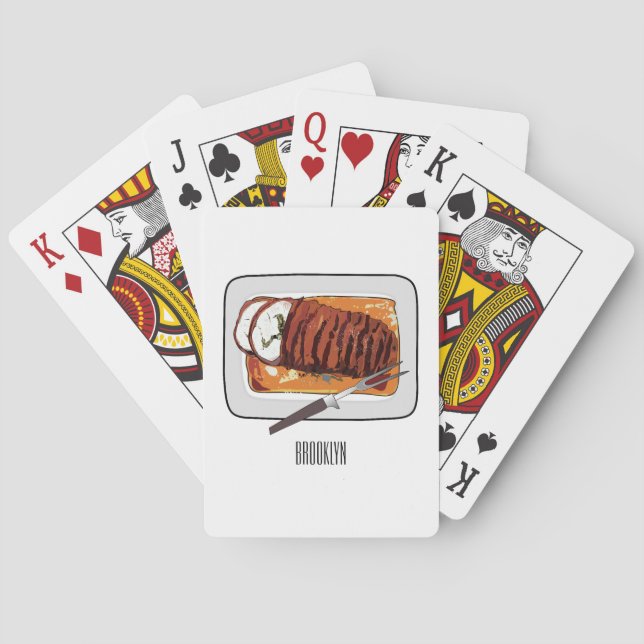 Roast turkey breast cartoon illustration  playing cards (Back)