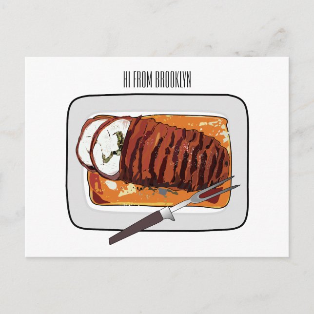Roast turkey breast cartoon illustration postcard (Front)