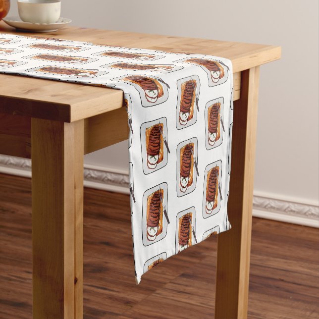 Roast turkey breast cartoon illustration  short table runner (In Situ)