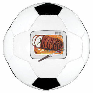 Roast turkey breast cartoon illustration soccer ball