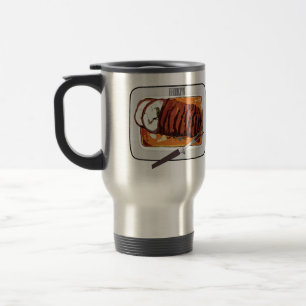 Roast turkey breast cartoon illustration travel mug