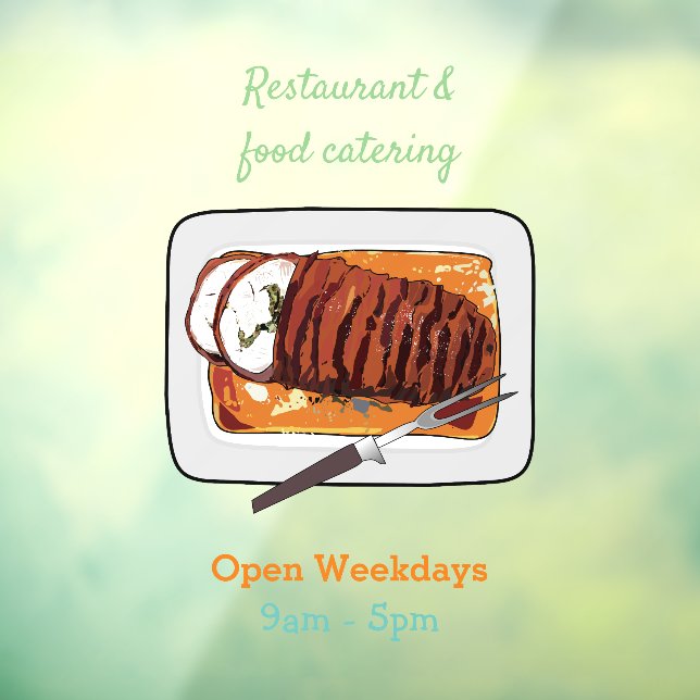 Roast turkey breast cartoon illustration window cling (Sheet 3)