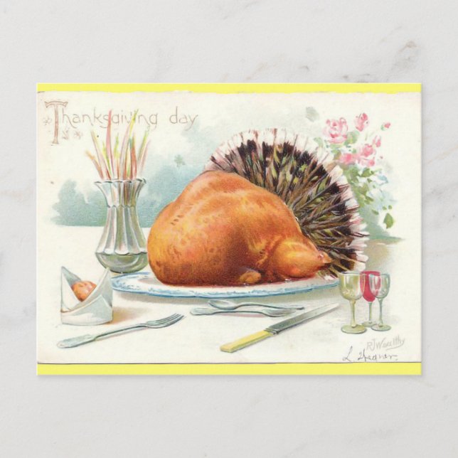 Roast Turkey Vintage Tuck Thanksgiving Postcard (Front)