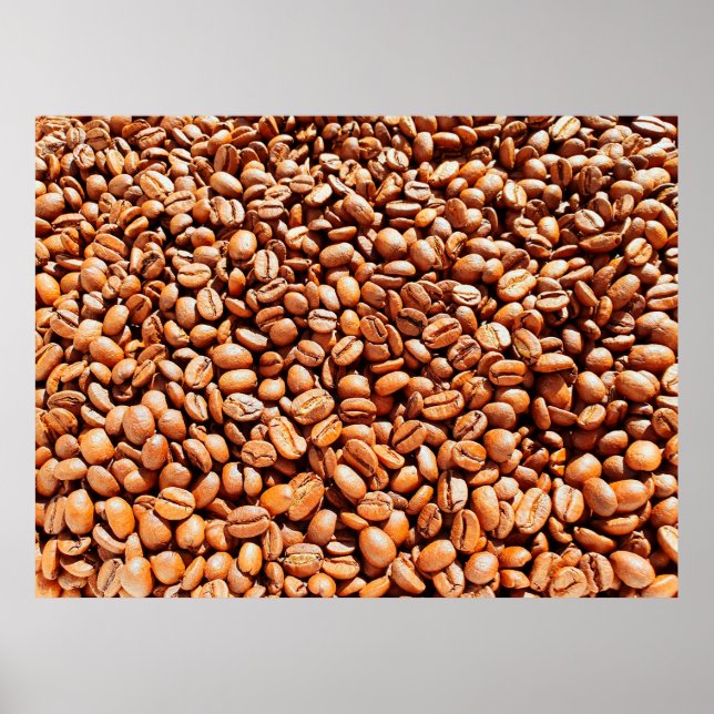 roasted aromatic coffee beans in sunlight, coffee  poster (Front)