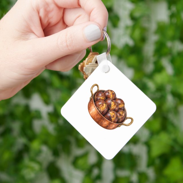 Roasted Chestnuts in a Copper Pan Keychain (Hand)
