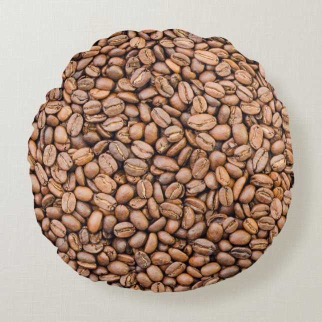 Roasted Coffee Beans: Organic Full Frame Round Pillow (Front)