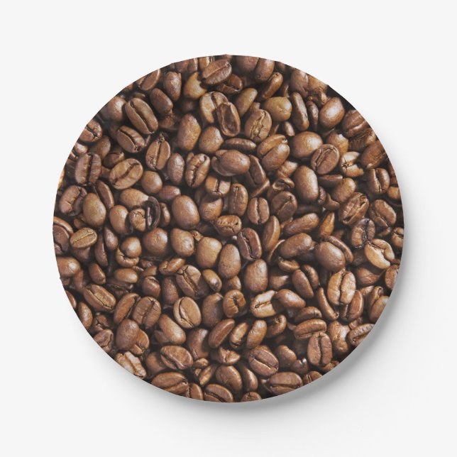 Roasted Coffee Beans Texture Structure Paper Plate (Front)