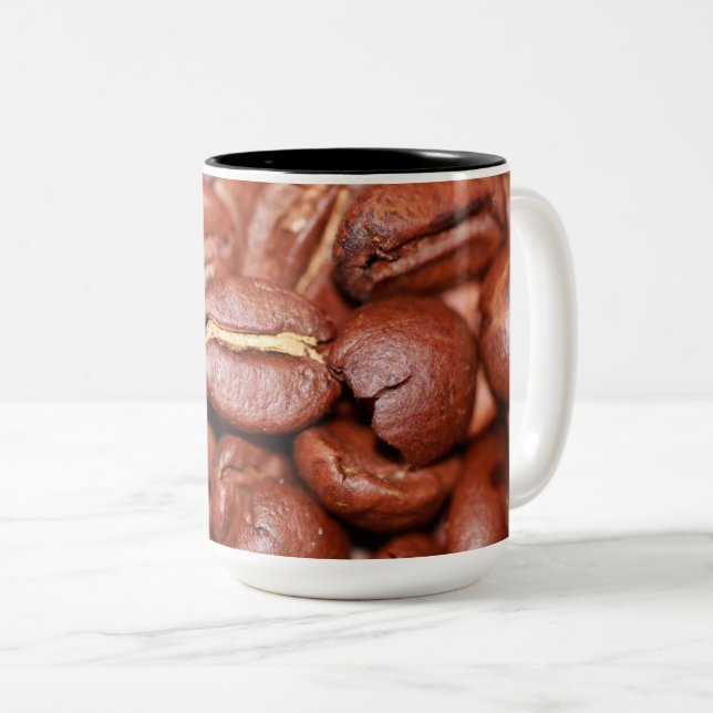 Roasted Coffee Beans Two-Tone Coffee Mug (Front Right)