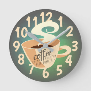 Roasted Coffee (Green) Round Clock