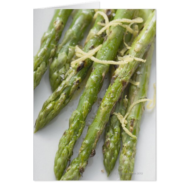 Roasted green asparagus with lemon zest, (Front)
