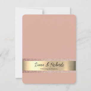 Roasted Peach Gold Foil Rustic Wedding Invitation