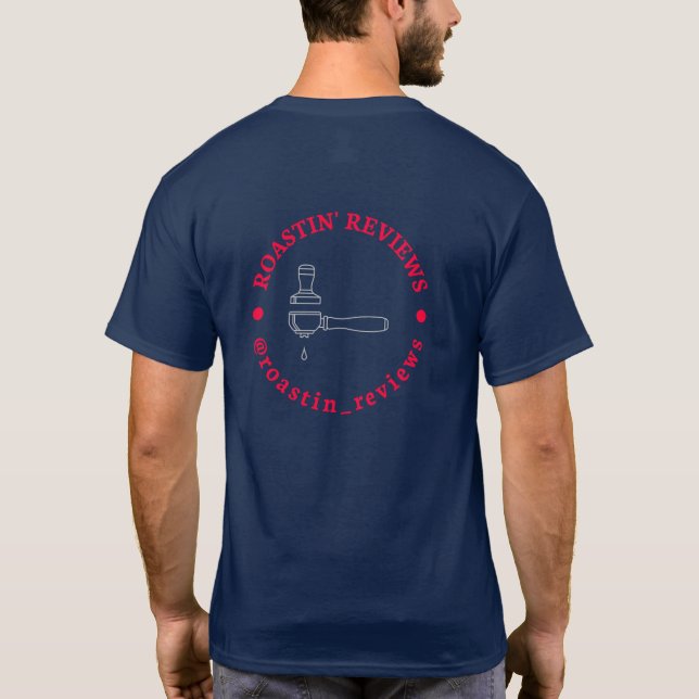 Roastin Reviews - Red logo T-Shirt (Back)