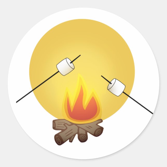 Roasting Marshmallows over Campfire Classic Round Sticker (Front)