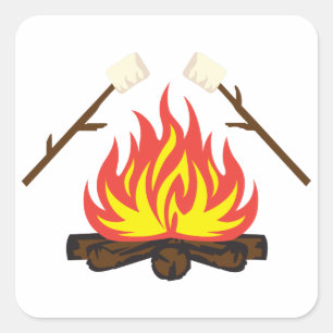 Roasting Marshmallows Square Sticker