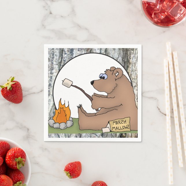 Roasting Marshmellows bear party paper napkins (Insitu)
