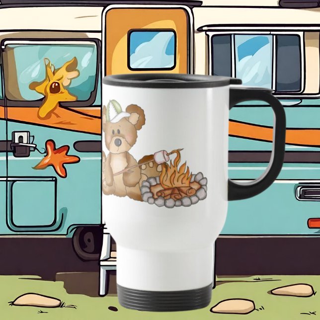 Roasting Marshmellows Bear Travel Mug (Creator Uploaded)